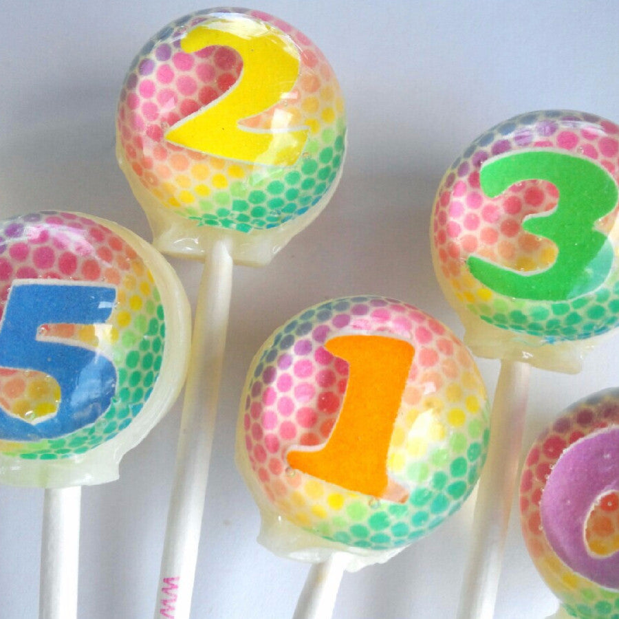 Rainbow Numbers 3-D Lollipops 6-piece set by I Want Candy!