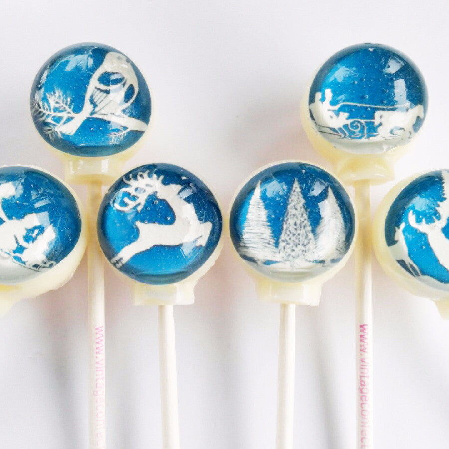 Winter Paper Cut-Out Lollipops in Blue 6-piece set by I Want Candy!