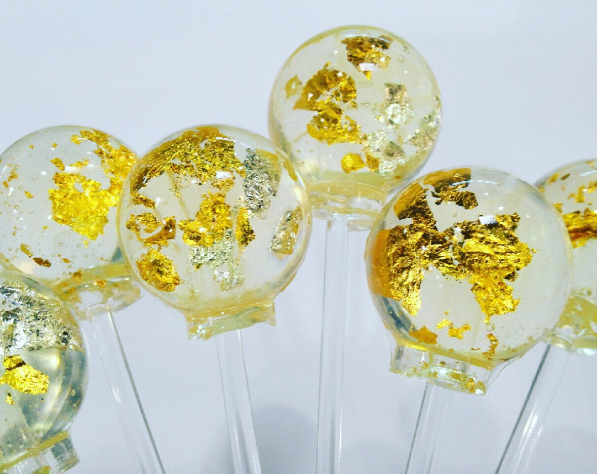 24 Karat Gold and Silver Lollipops 6-piece set by I Want Candy!