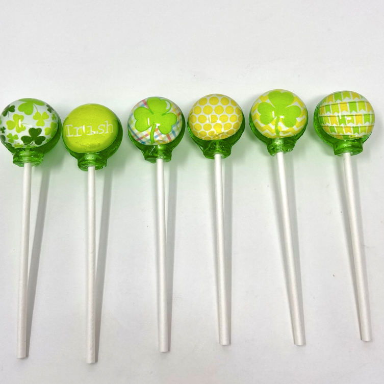 Funky Shamrock Lollipops 6-piece set by I Want Candy!