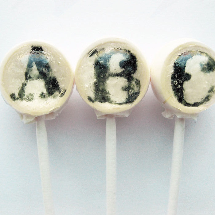 Fancy Filigree Letters Lollipops 6-piece set by I Want Candy!