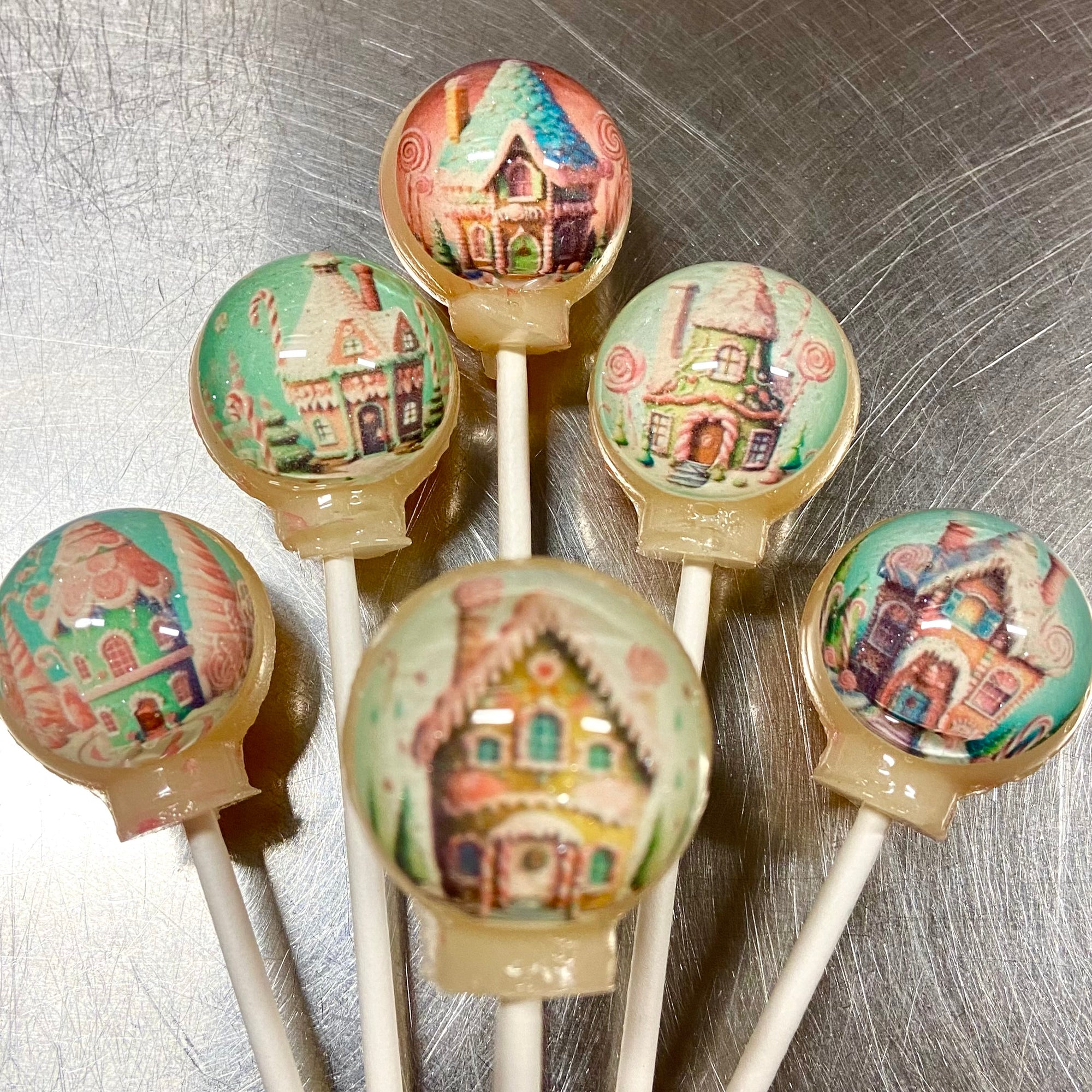 Ginger Bread House Lollipops 6-piece set by I Want Candy!