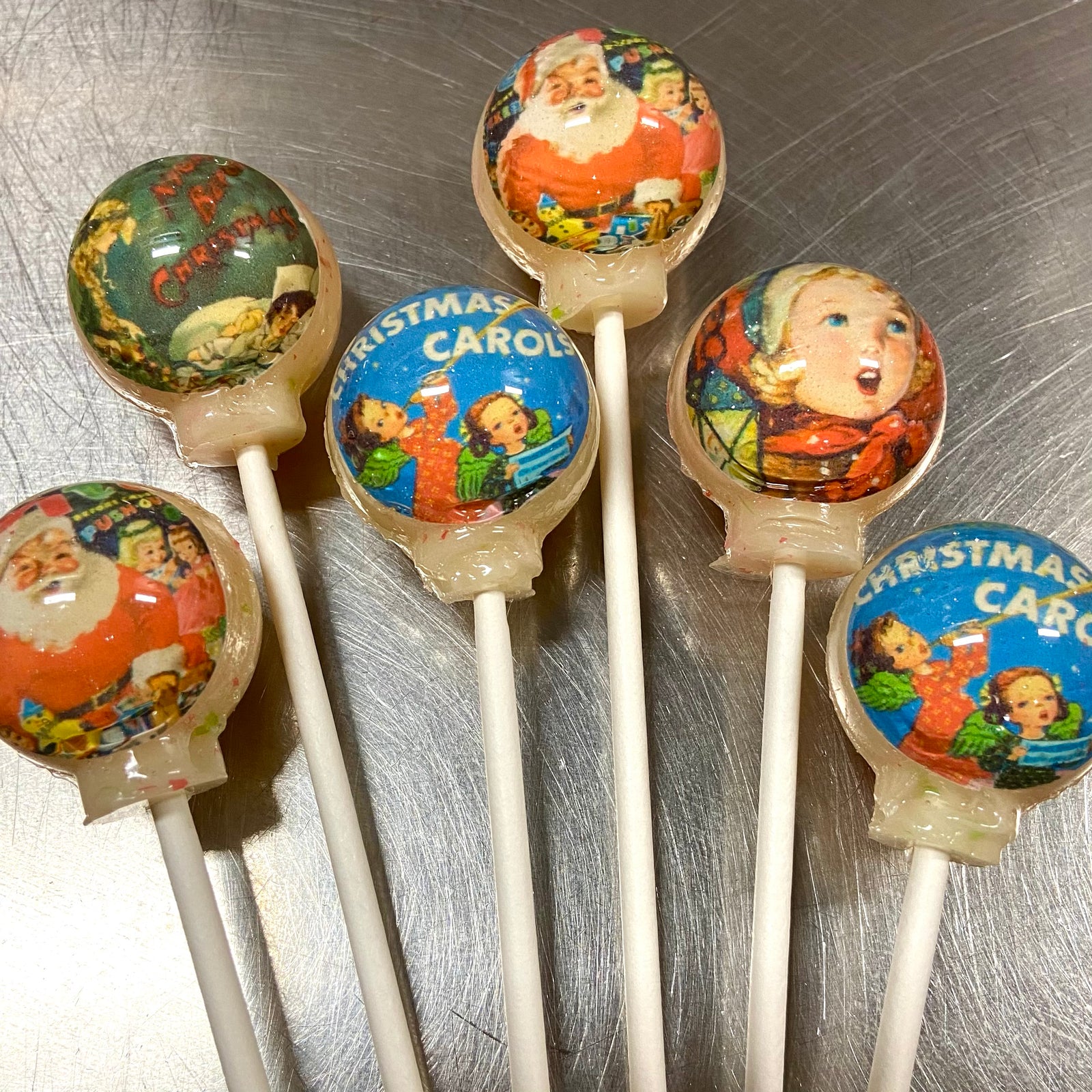 Vintage Santa Book Cover Lollipops 6-piece set by I Want Candy!