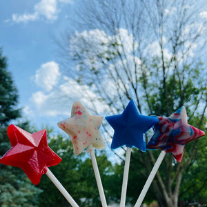 Red, White & Blue Star Lollipops 10-piece set by I Want Candy!