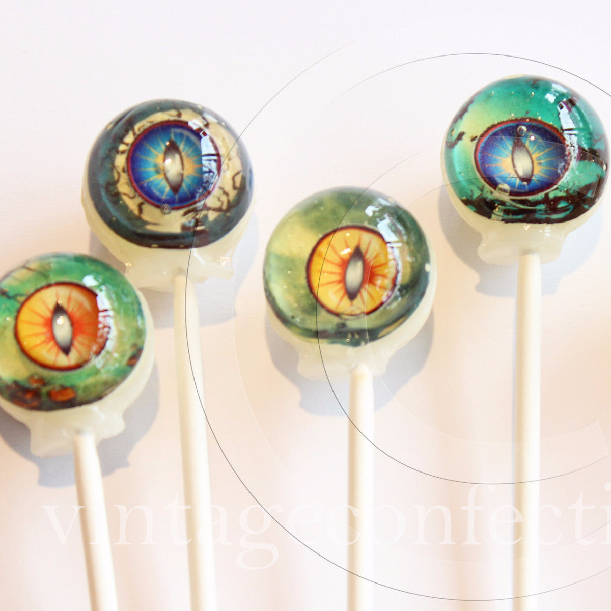 Cat Eye 3-D Halloween Lollipops 6-piece set by I Want Candy!