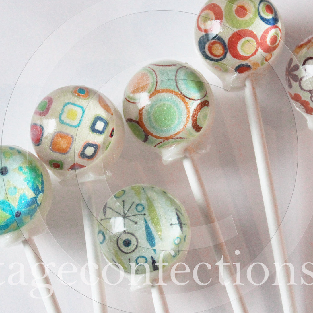 Retro Flower Power Lollipops 6-piece set by I Want Candy!