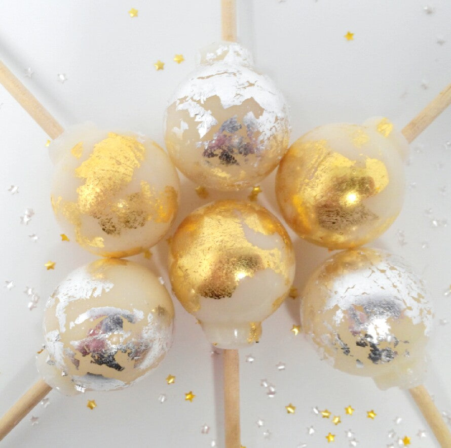 Silver and Gold Holiday Ball Lollipops 6-piece set by I Want Candy!