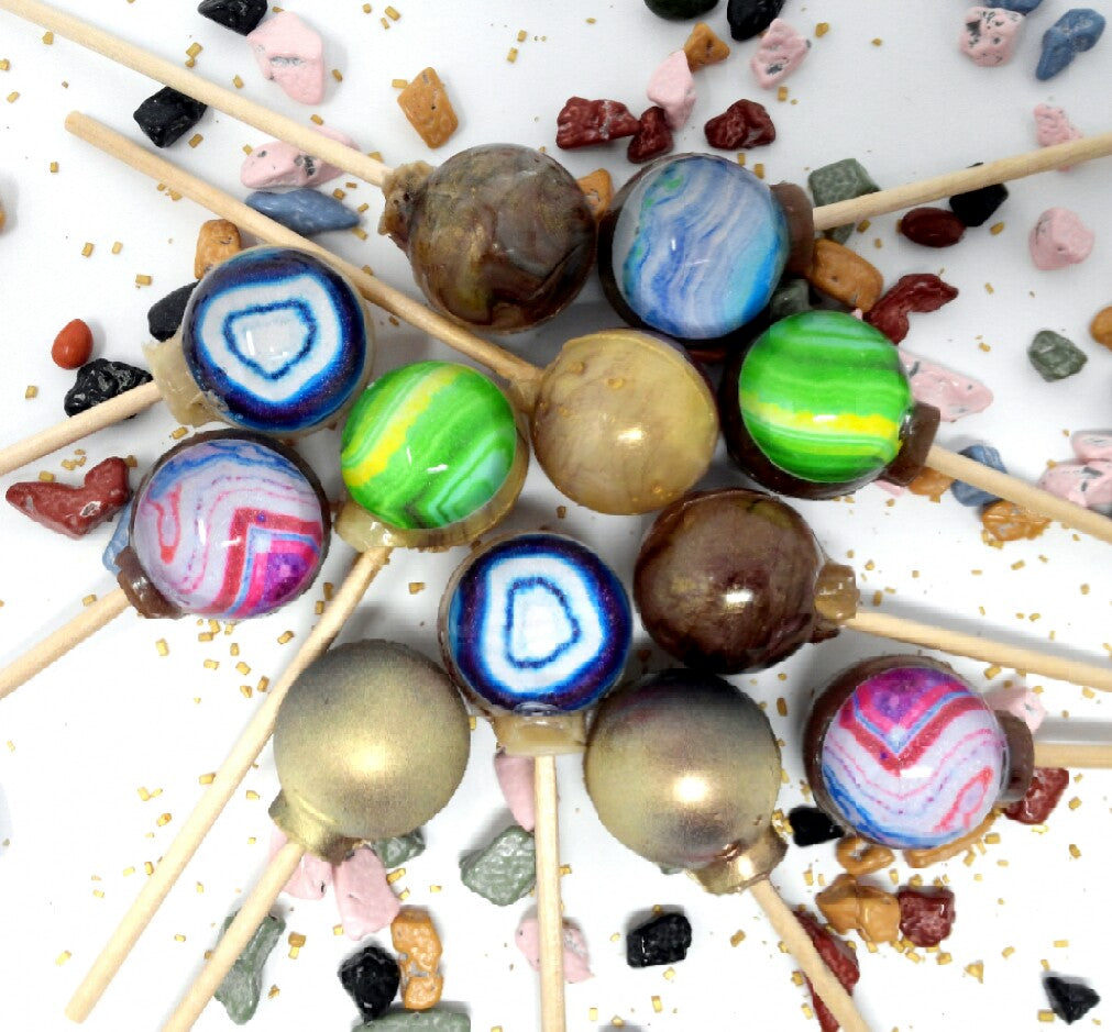 Geode Rock Lollipops 6-piece set By I Want Candy!