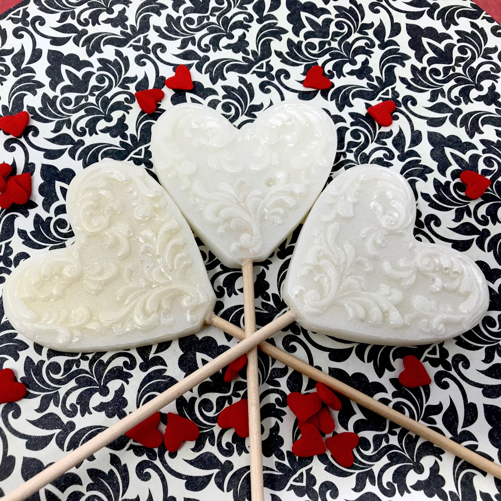 Filigree Heart Lollipops 3-piece set by I Want Candy!
