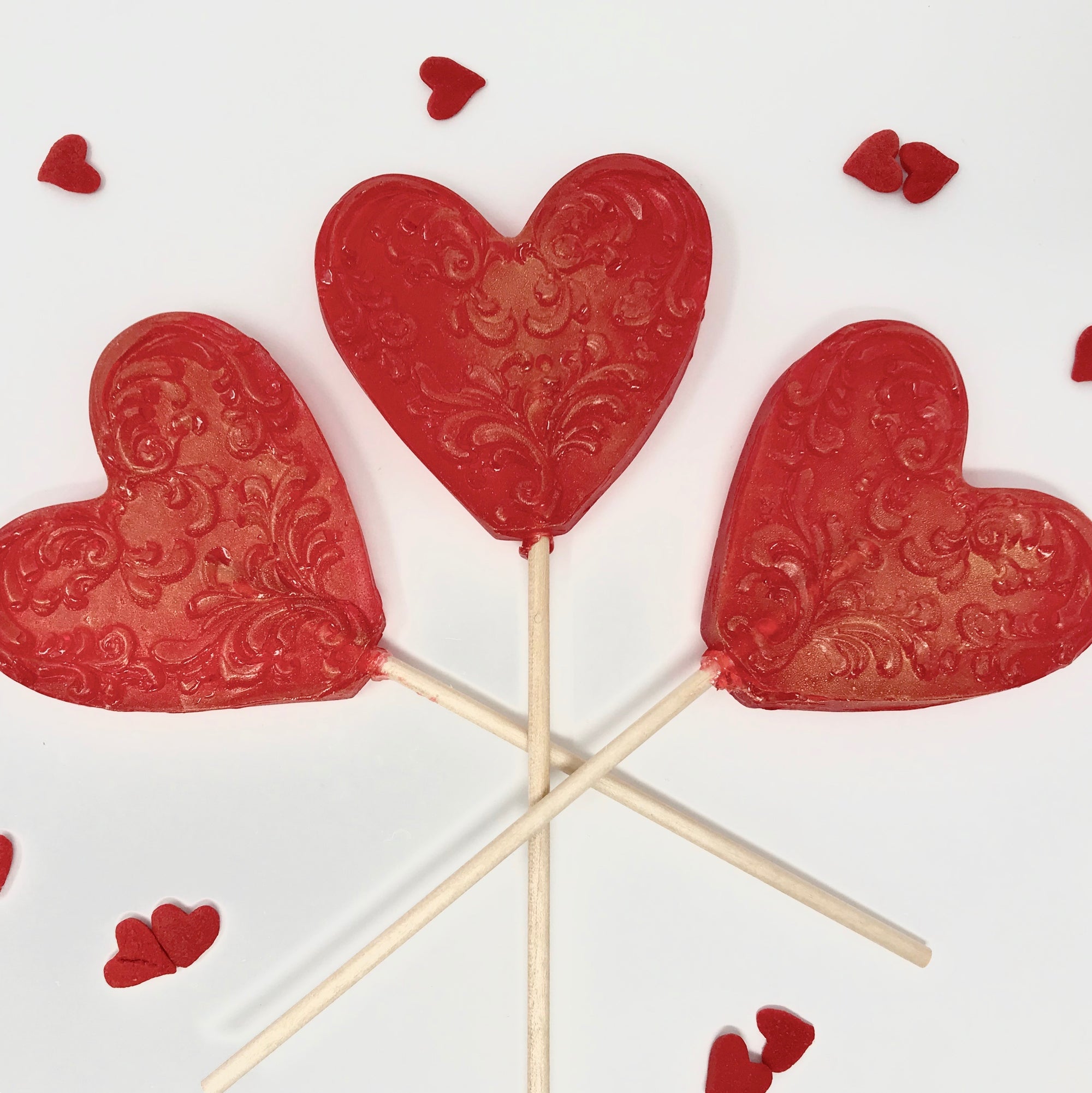 Filigree Heart Lollipops 3-piece set by I Want Candy!