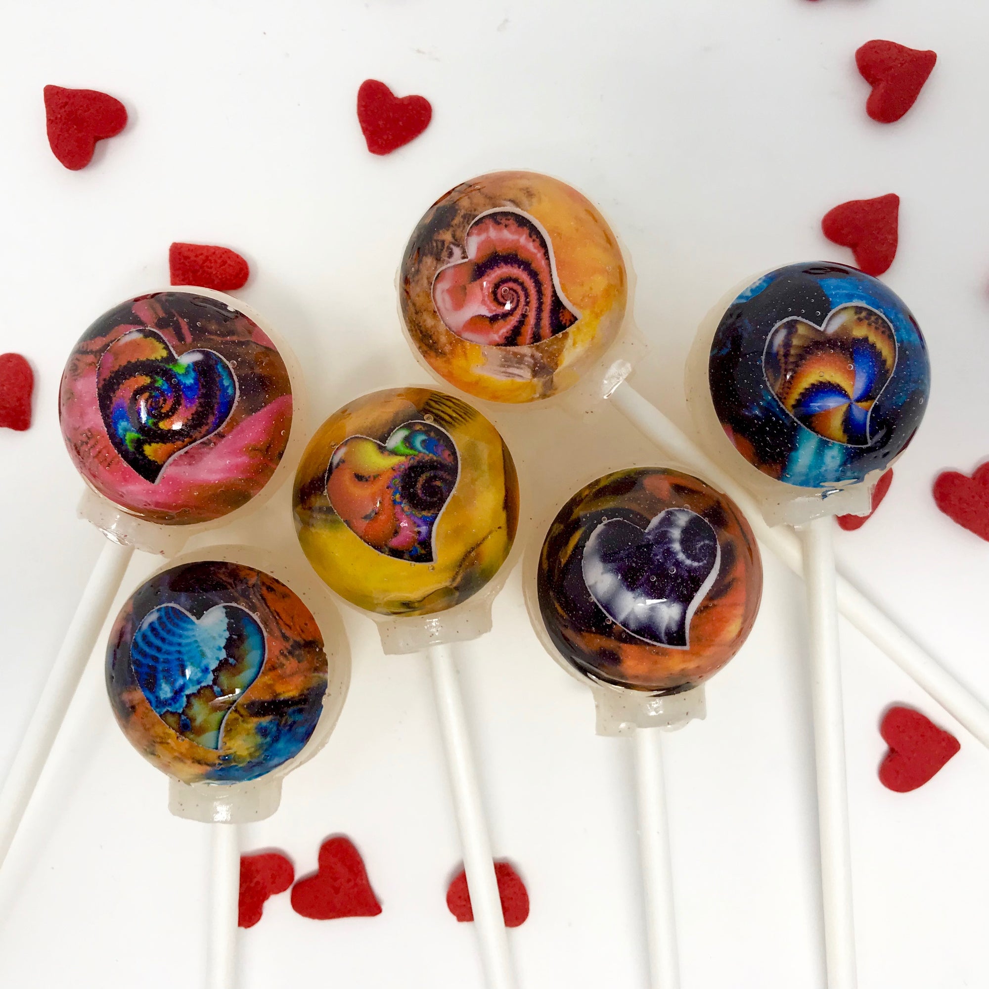Fractal Heart 3-D Lollipops 6-piece set by I Want Candy!