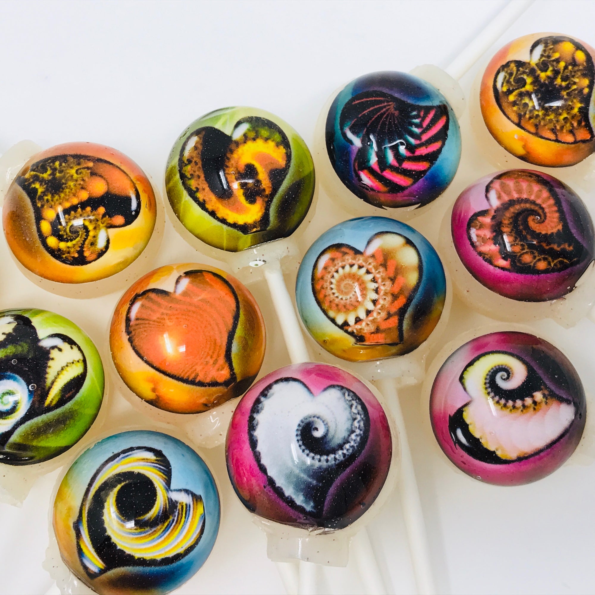 Fractal Heart Lollipops 6-piece set by I Want Candy!