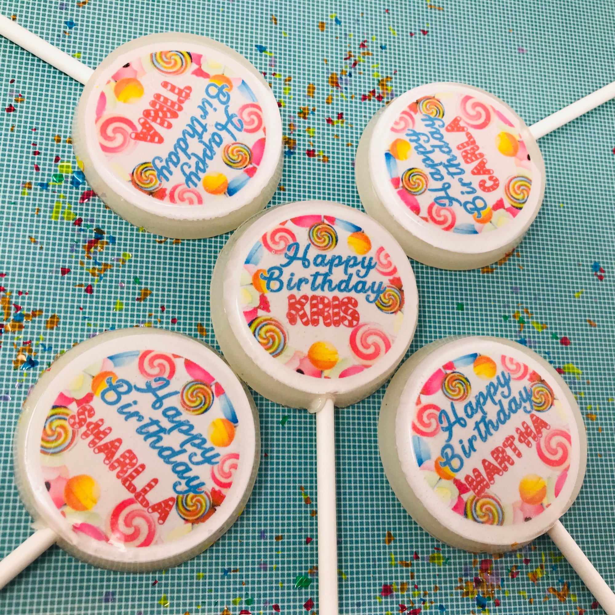Happy Birthday to YOU Lollipops 5-piece set by I Want Candy!