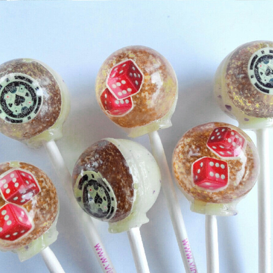 Las Vegas Dice & Poker Chip 3-D Lollipops 6-piece set by I Want Candy!