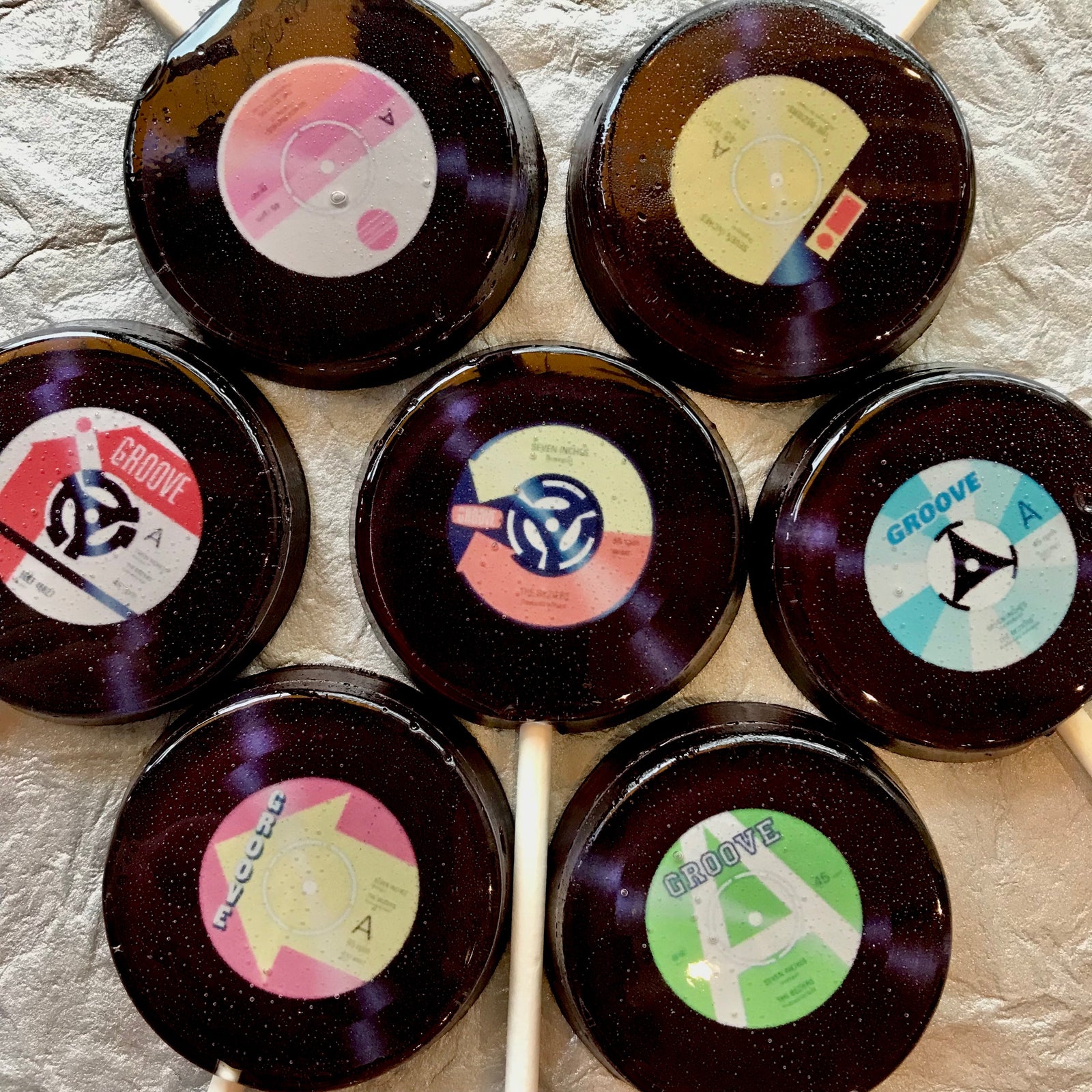 Vintage Vinyl Lollipops 5-piece set by I Want Candy!