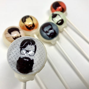 Beard UP! edible image lollipops by I Want Candy!