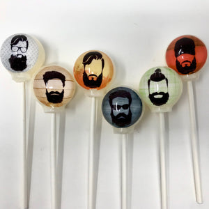 Beard UP! edible image lollipops by I Want Candy!