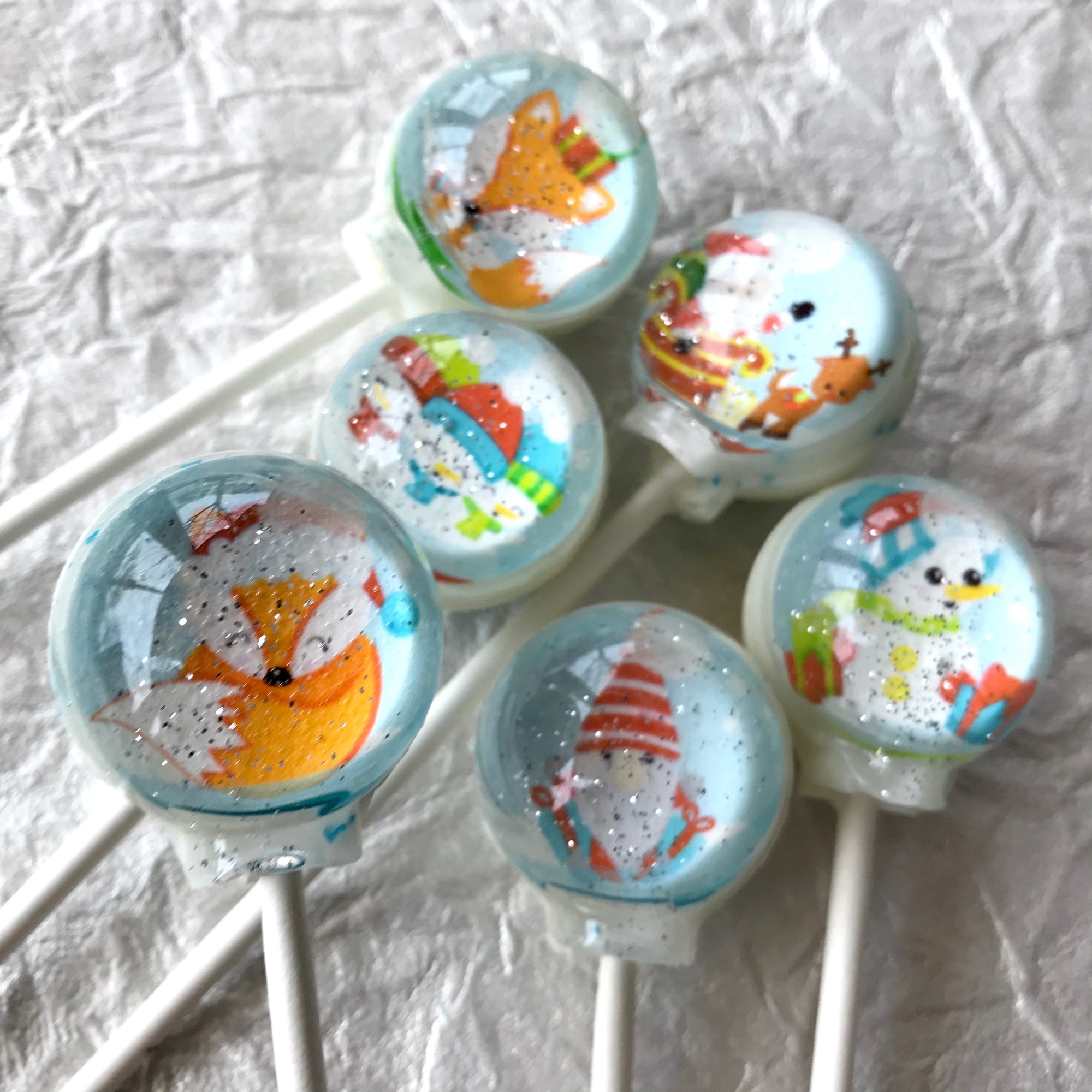 Winter Snow Globe Lollipops 6-piece set by I Want Candy