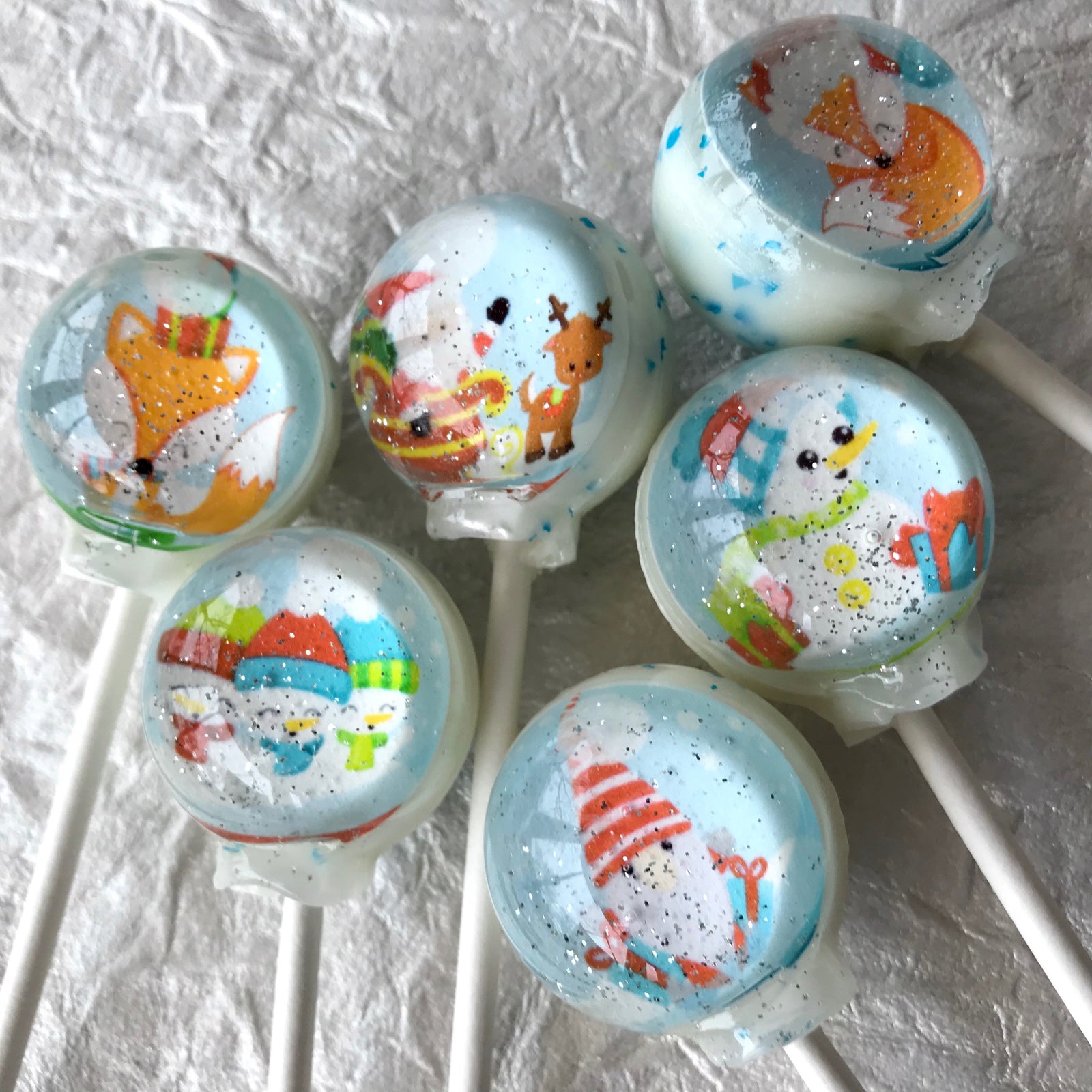 Winter Snow Globe Lollipops 6-piece set by I Want Candy