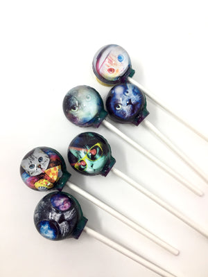 Crazy Cosmic Kitteh Lollipops 6-piece set by I Want Candy!