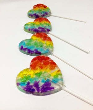 Stained Glass Heart Shaped Lollipops 4-piece set by I Want Candy!