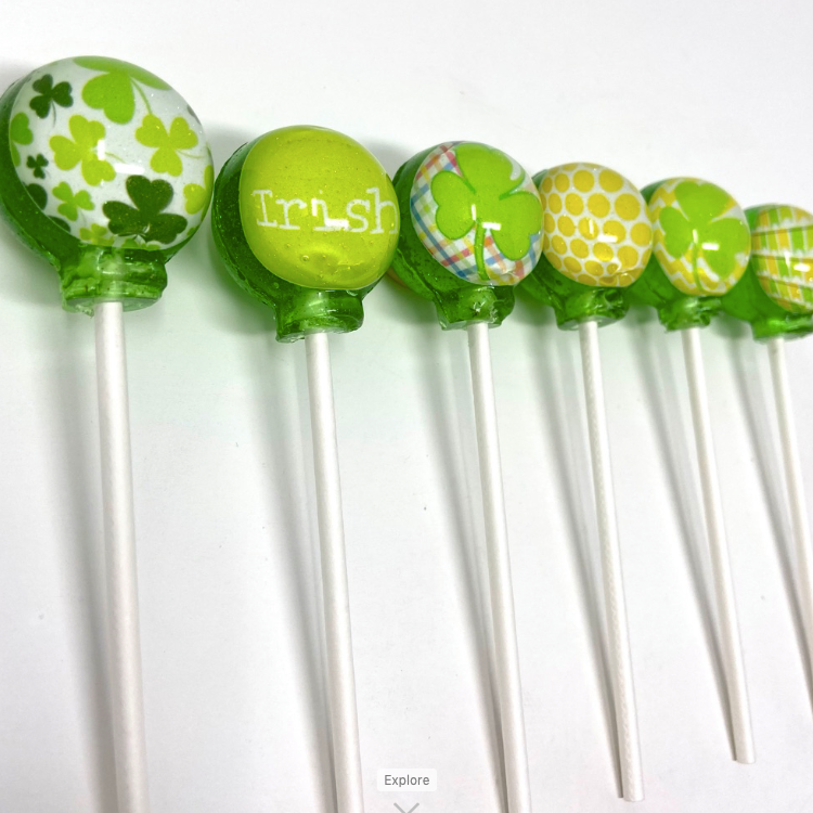 Funky Shamrock Lollipops 6-piece set by I Want Candy!