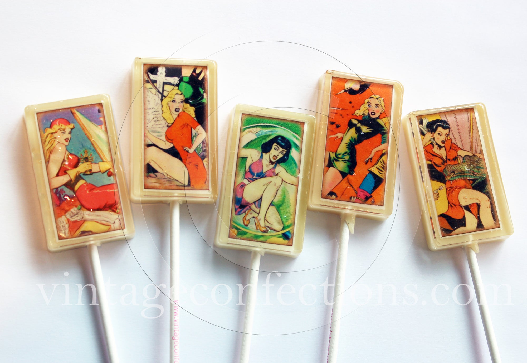 Cosmic Comic Girl Lollipops 5-piece set by I Want Candy!