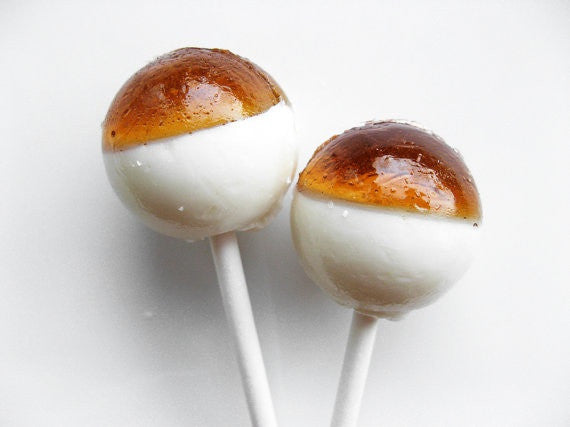 Caramel cream layered lollipops by I Want Candy!